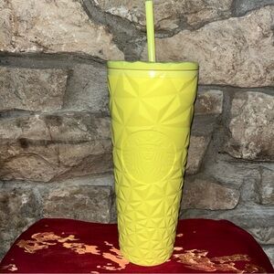 NWT STARBUCKS Matte Butter Yellow Prism Soft Touch Tumbler 24oz 710ML